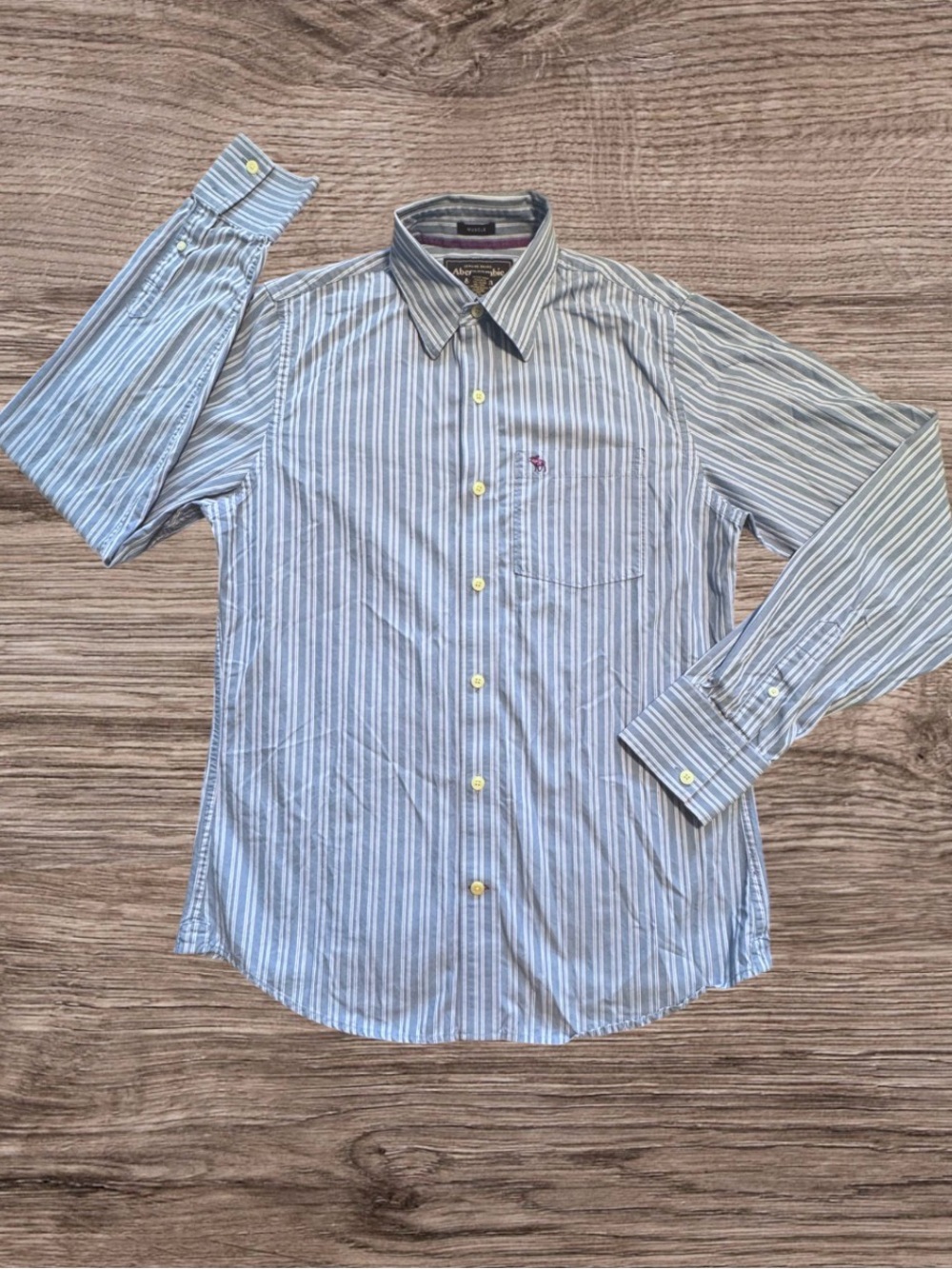 Vintage Abercrombie & Fitch Striped Button Up Muscle Shirt Y2K Preppy